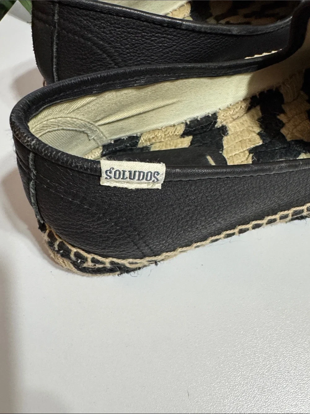 Soludos Black Espadrille Flats with Natural Jute Trim